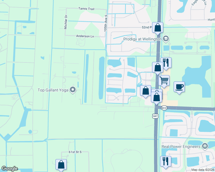 map of restaurants, bars, coffee shops, grocery stores, and more near 10375 Little Mustang Way in Lake Worth
