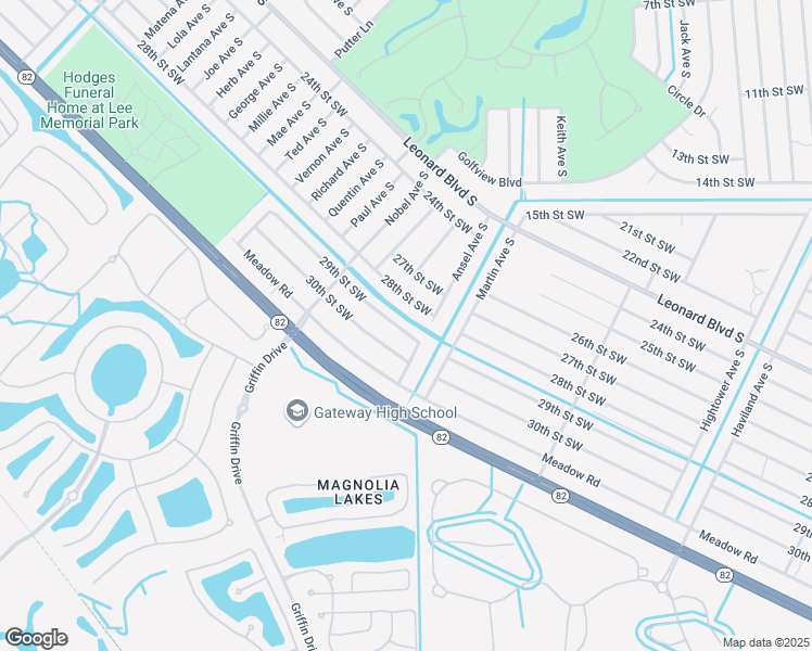 map of restaurants, bars, coffee shops, grocery stores, and more near 4806 29th Street Southwest in Lehigh Acres