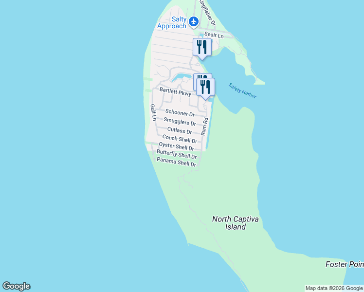 map of restaurants, bars, coffee shops, grocery stores, and more near 4500 Conch Shell Drive in Captiva