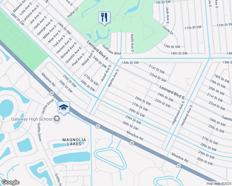 map of restaurants, bars, coffee shops, grocery stores, and more near 4745 26th Street in Lehigh Acres