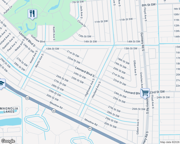 map of restaurants, bars, coffee shops, grocery stores, and more near 4623 22nd Street Southwest in Lehigh Acres