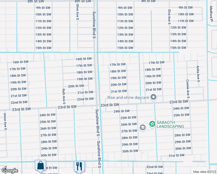 map of restaurants, bars, coffee shops, grocery stores, and more near 2930 20th Street Southwest in Lehigh Acres
