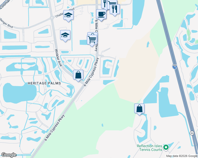 map of restaurants, bars, coffee shops, grocery stores, and more near 10175/181 Ben C Pratt/6 Mile Cypress Parkway in Fort Myers