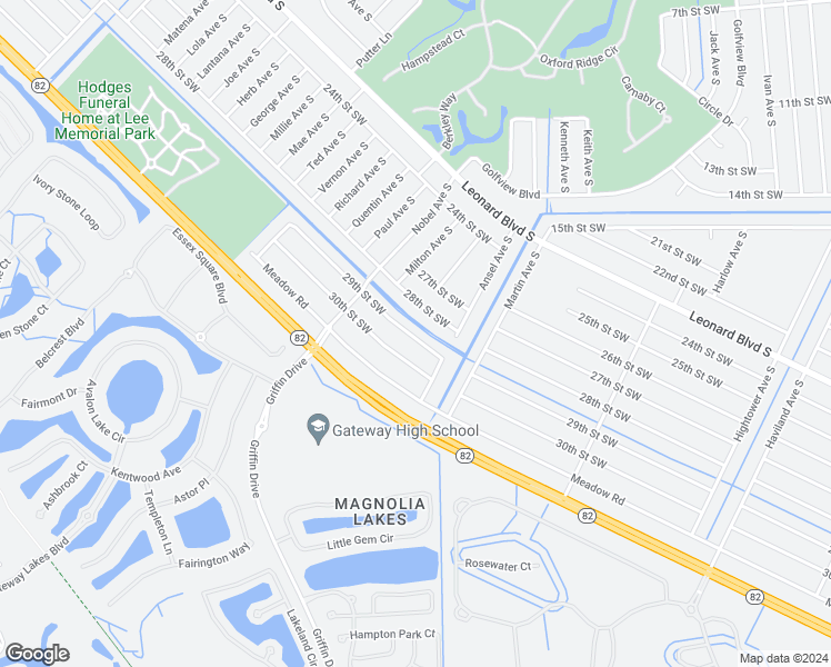 map of restaurants, bars, coffee shops, grocery stores, and more near 4814 29th Street Southwest in Lehigh Acres