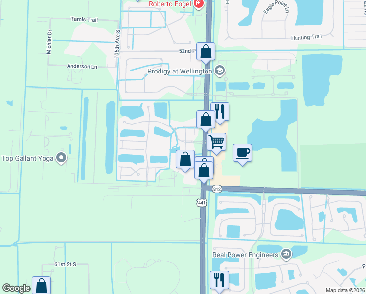 map of restaurants, bars, coffee shops, grocery stores, and more near 5779 Raceway Road in Lake Worth