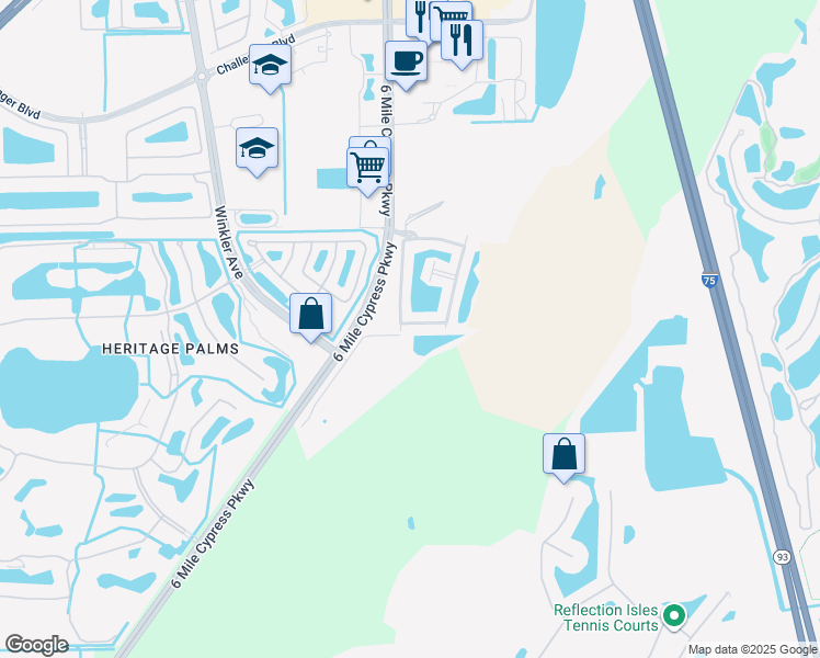 map of restaurants, bars, coffee shops, grocery stores, and more near 10109 Via Colomba Circle in Fort Myers