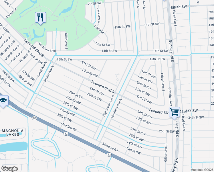 map of restaurants, bars, coffee shops, grocery stores, and more near 4623 22nd Street Southwest in Lehigh Acres
