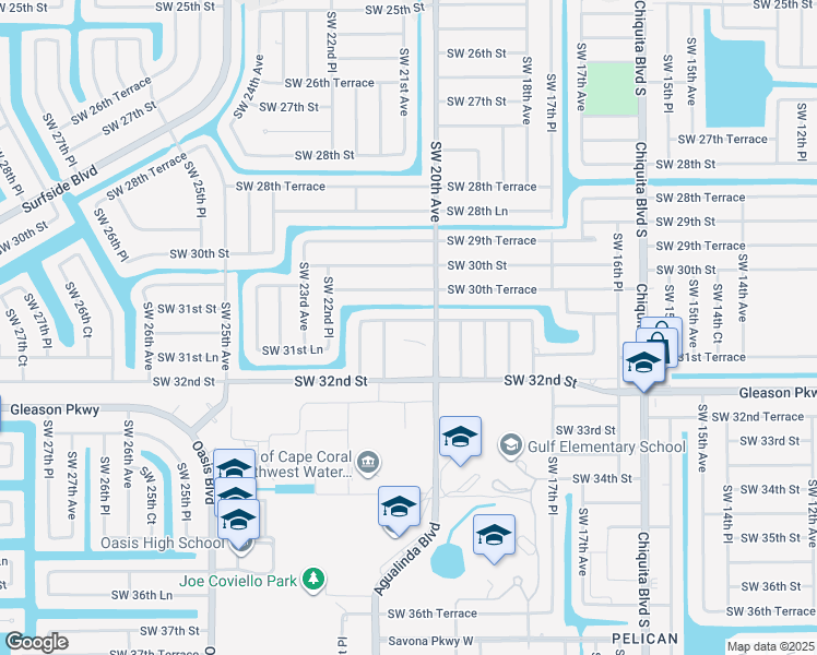 map of restaurants, bars, coffee shops, grocery stores, and more near 2018 Southwest 31st Terrace in Cape Coral