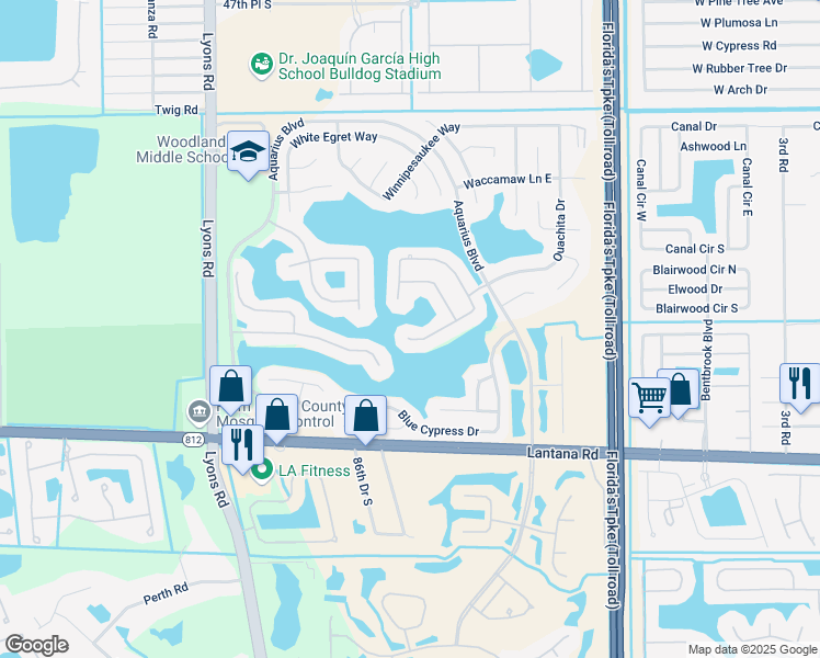 map of restaurants, bars, coffee shops, grocery stores, and more near 8354 Bonita Isle Drive in Lake Worth