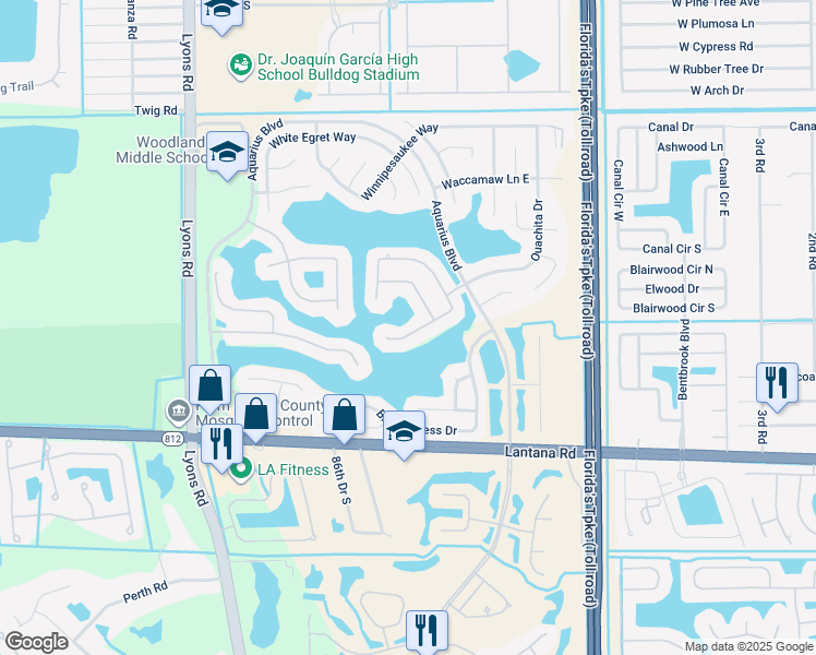 map of restaurants, bars, coffee shops, grocery stores, and more near 8354 Bonita Isle Drive in Lake Worth