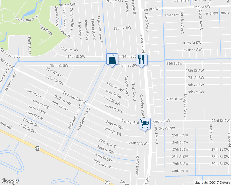 map of restaurants, bars, coffee shops, grocery stores, and more near 4524 20th Street Southwest in Lehigh Acres