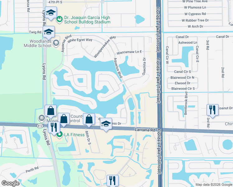 map of restaurants, bars, coffee shops, grocery stores, and more near 8405 Bonita Isle Drive in Lake Worth