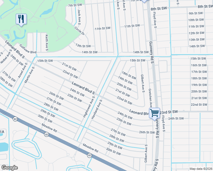 map of restaurants, bars, coffee shops, grocery stores, and more near 2100 Haviland Avenue South in Lehigh Acres