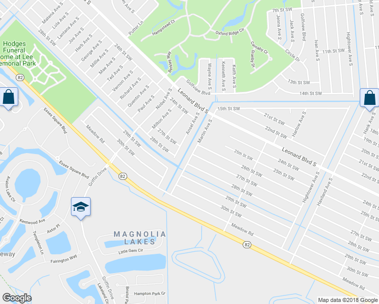 map of restaurants, bars, coffee shops, grocery stores, and more near 2700 Martin Avenue South in Lehigh Acres