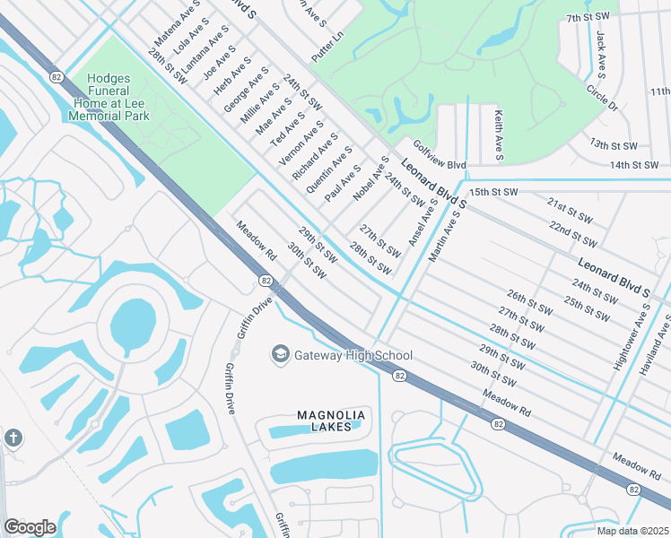 map of restaurants, bars, coffee shops, grocery stores, and more near 4827 29th Street Southwest in Lehigh Acres