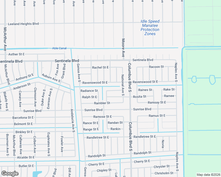 map of restaurants, bars, coffee shops, grocery stores, and more near 1139 Rahway Street in Lehigh Acres