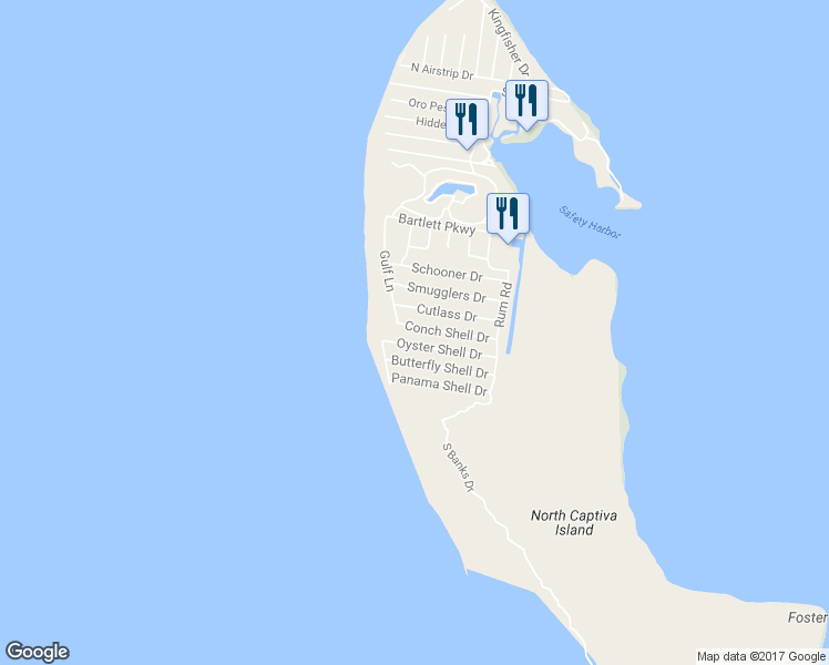 map of restaurants, bars, coffee shops, grocery stores, and more near 4551 Conch Shell Drive in Captiva