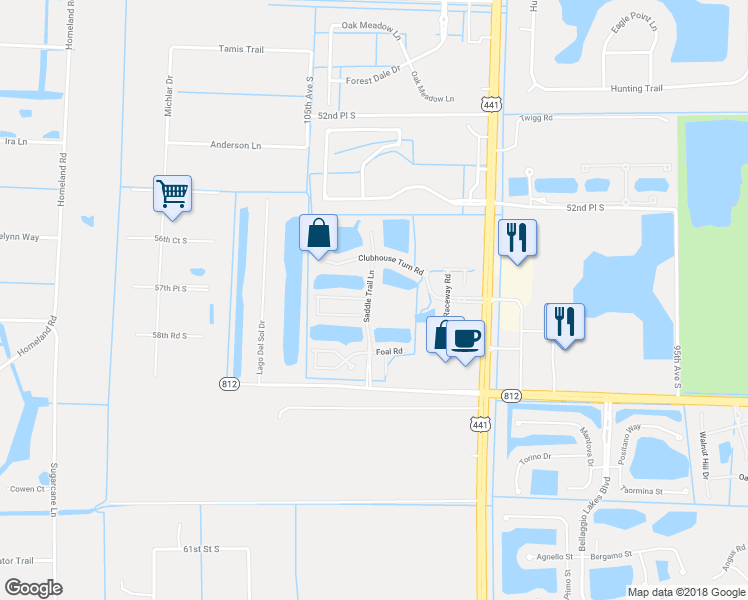 map of restaurants, bars, coffee shops, grocery stores, and more near 5780 Saddle Trail Ln in Lake Worth