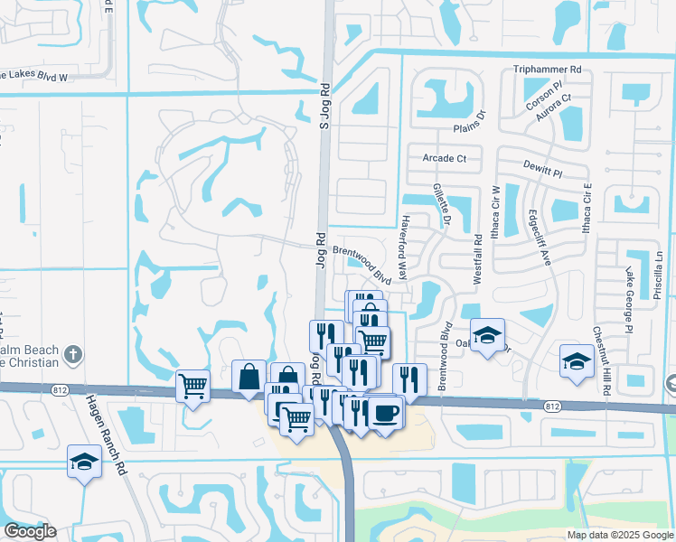map of restaurants, bars, coffee shops, grocery stores, and more near 5628 Kimberton Way in Lake Worth