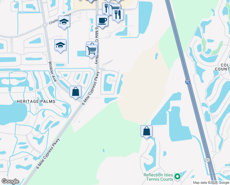 map of restaurants, bars, coffee shops, grocery stores, and more near 10166 Via Colomba Circle in Fort Myers