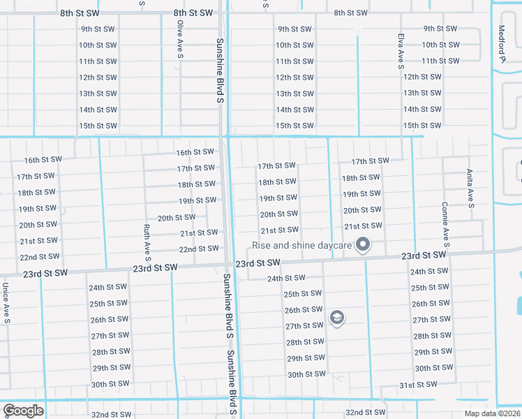 map of restaurants, bars, coffee shops, grocery stores, and more near 2930 20th Street Southwest in Lehigh Acres
