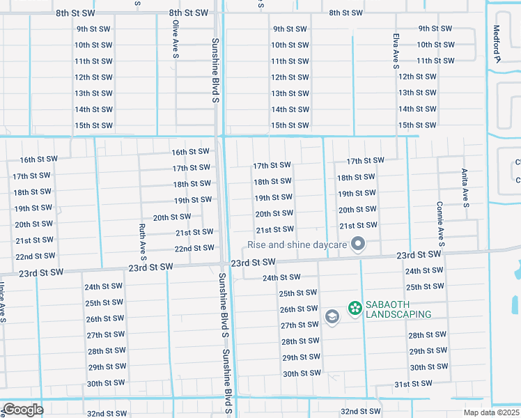 map of restaurants, bars, coffee shops, grocery stores, and more near 2930 20th Street Southwest in Lehigh Acres