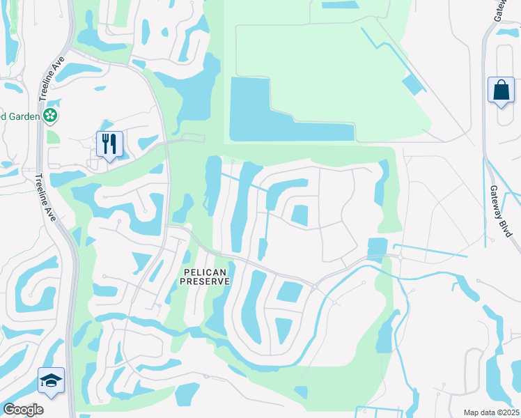 map of restaurants, bars, coffee shops, grocery stores, and more near 10451 Materita Drive in Fort Myers