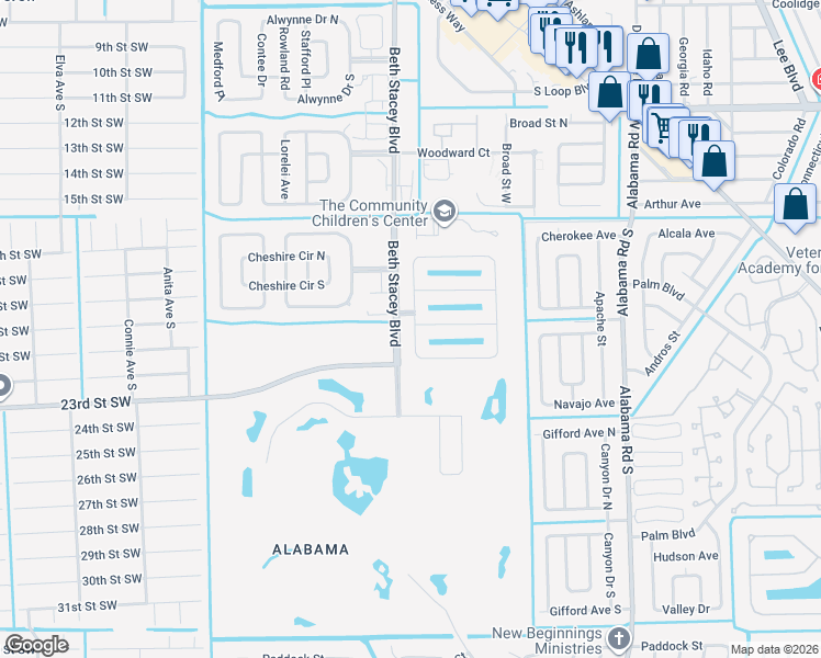 map of restaurants, bars, coffee shops, grocery stores, and more near 9369 Aegean Circle in Lehigh Acres