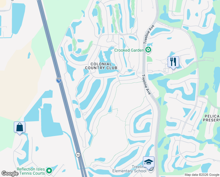 map of restaurants, bars, coffee shops, grocery stores, and more near 9576 Hemingway Lane in Fort Myers