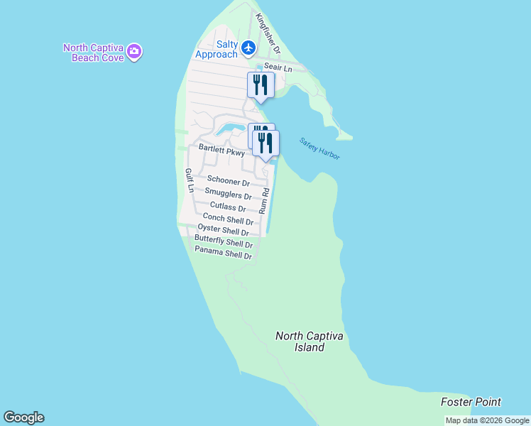 map of restaurants, bars, coffee shops, grocery stores, and more near 4430 Conch Shell Drive in Captiva