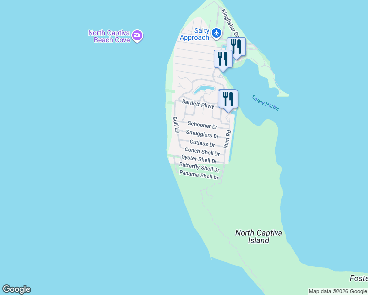 map of restaurants, bars, coffee shops, grocery stores, and more near 4551 Conch Shell Drive in Captiva
