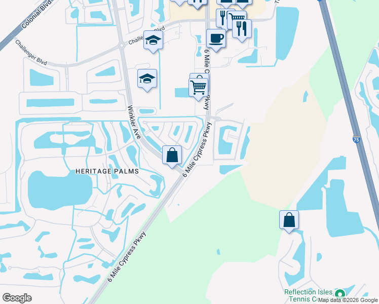 map of restaurants, bars, coffee shops, grocery stores, and more near 8317 Pacific Beach Drive in Fort Myers