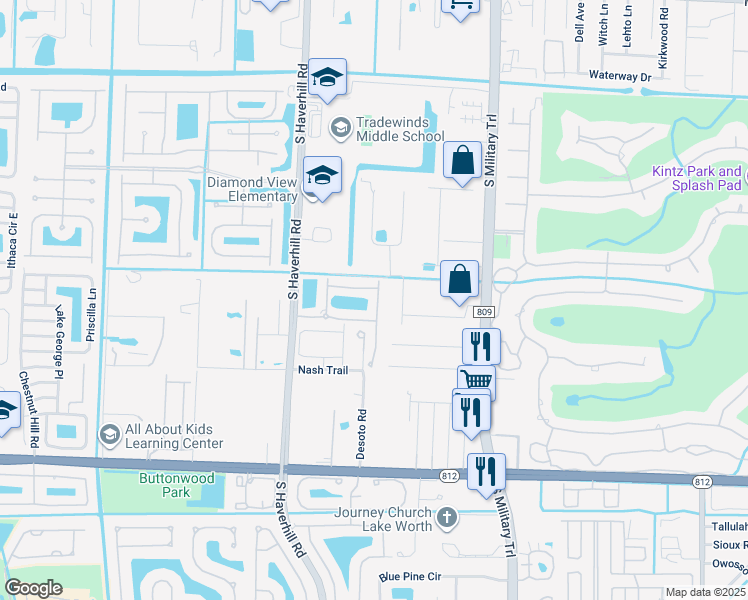 map of restaurants, bars, coffee shops, grocery stores, and more near 4305 Cohune Palm Court in Greenacres