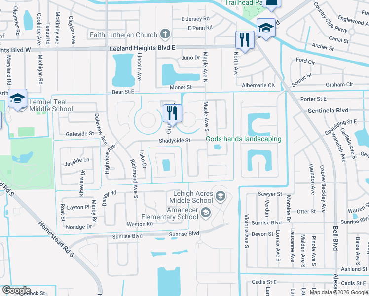 map of restaurants, bars, coffee shops, grocery stores, and more near 202 Jayview Drive in Lehigh Acres