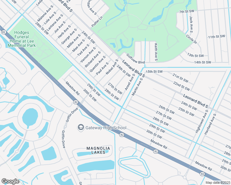 map of restaurants, bars, coffee shops, grocery stores, and more near 4813 28th Street Southwest in Lehigh Acres
