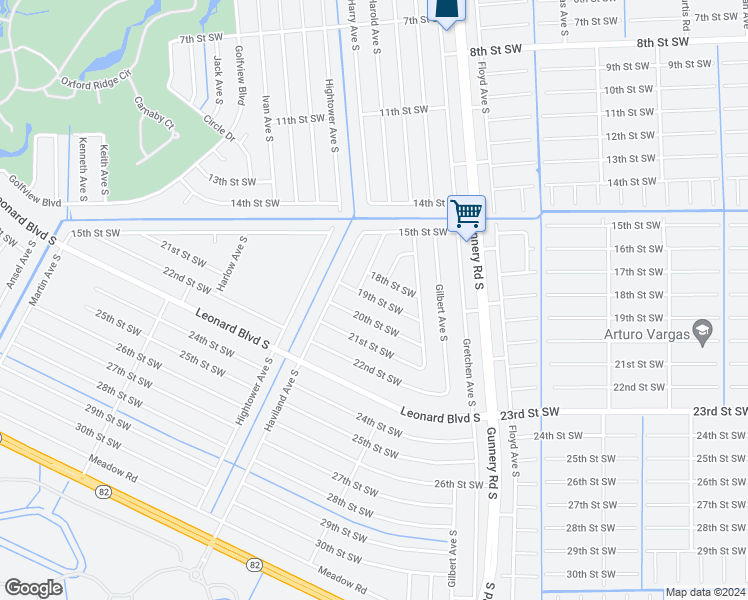 map of restaurants, bars, coffee shops, grocery stores, and more near 4527 19th Street Southwest in Lehigh Acres