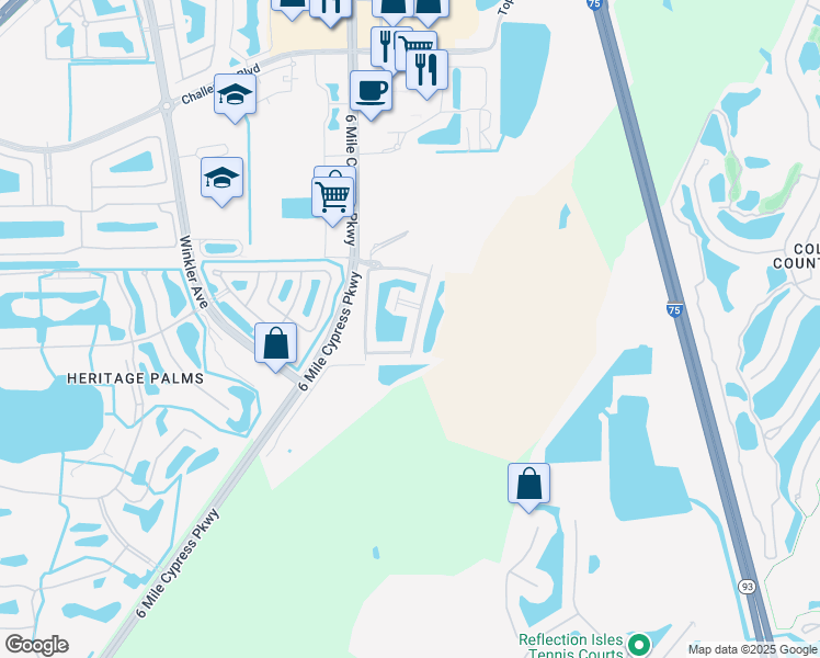 map of restaurants, bars, coffee shops, grocery stores, and more near 10166 Via Colomba Circle in Fort Myers