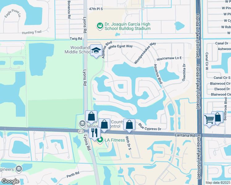 map of restaurants, bars, coffee shops, grocery stores, and more near 5595 Egret Isle Trail in Lake Worth