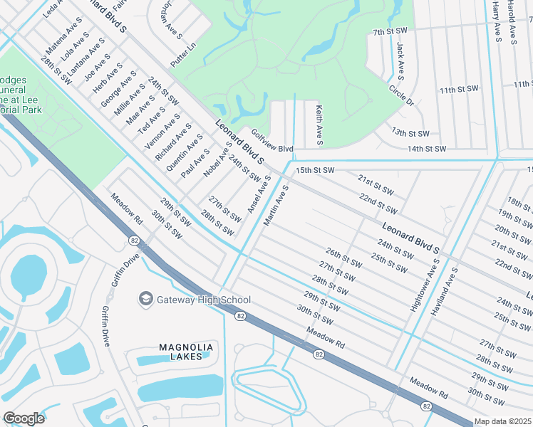 map of restaurants, bars, coffee shops, grocery stores, and more near 2508 Martin Avenue South in Lehigh Acres
