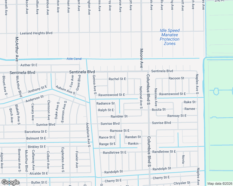 map of restaurants, bars, coffee shops, grocery stores, and more near 133 Napier Avenue South in Lehigh Acres