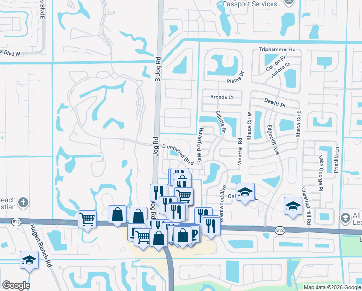 map of restaurants, bars, coffee shops, grocery stores, and more near 5583 Cynwyd Circle in Lake Worth