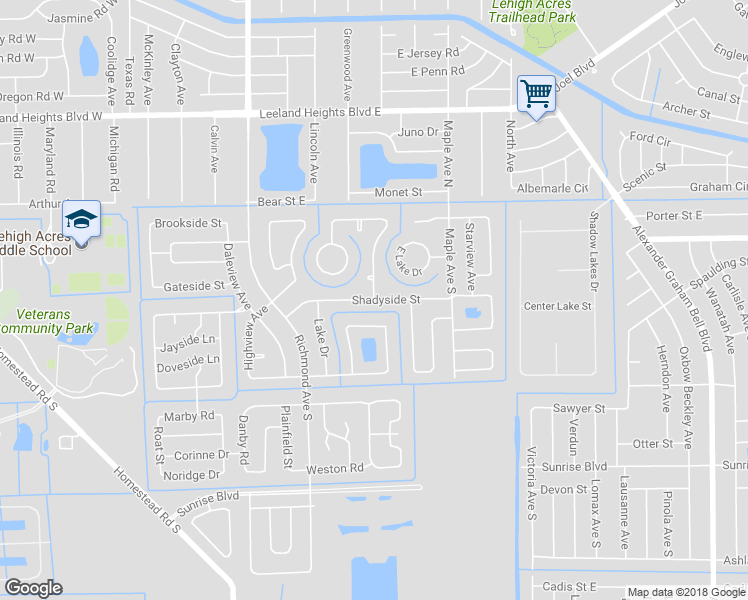 map of restaurants, bars, coffee shops, grocery stores, and more near 686 Grandview Drive in Lehigh Acres