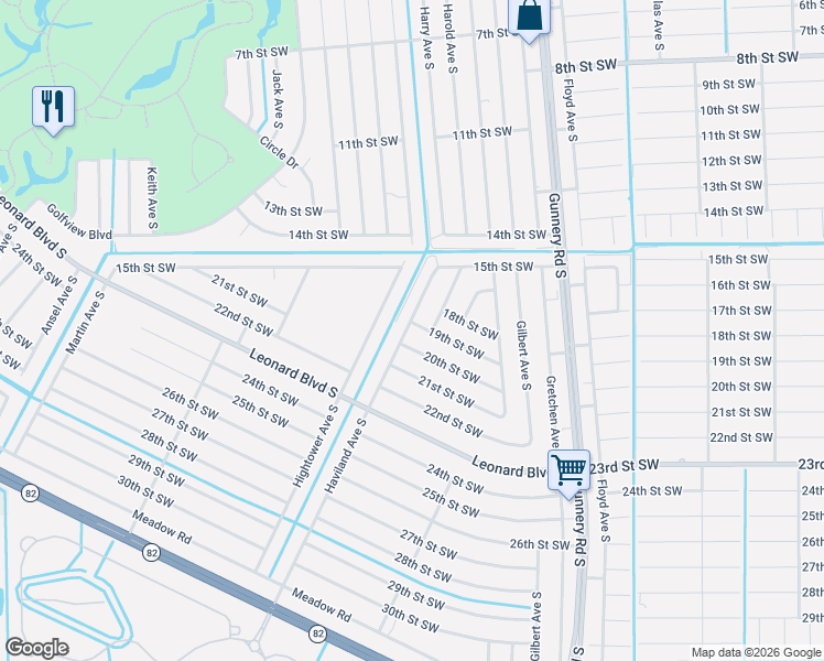 map of restaurants, bars, coffee shops, grocery stores, and more near 1529 Haviland Avenue South in Lehigh Acres