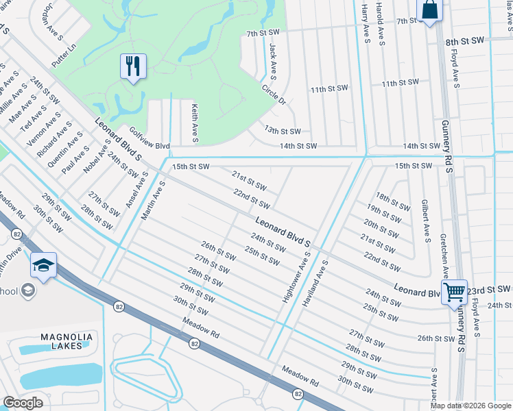 map of restaurants, bars, coffee shops, grocery stores, and more near 4709 21st Street Southwest in Lehigh Acres
