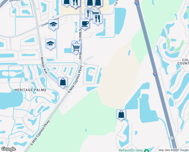 map of restaurants, bars, coffee shops, grocery stores, and more near 8871 Via Isola Court in Fort Myers