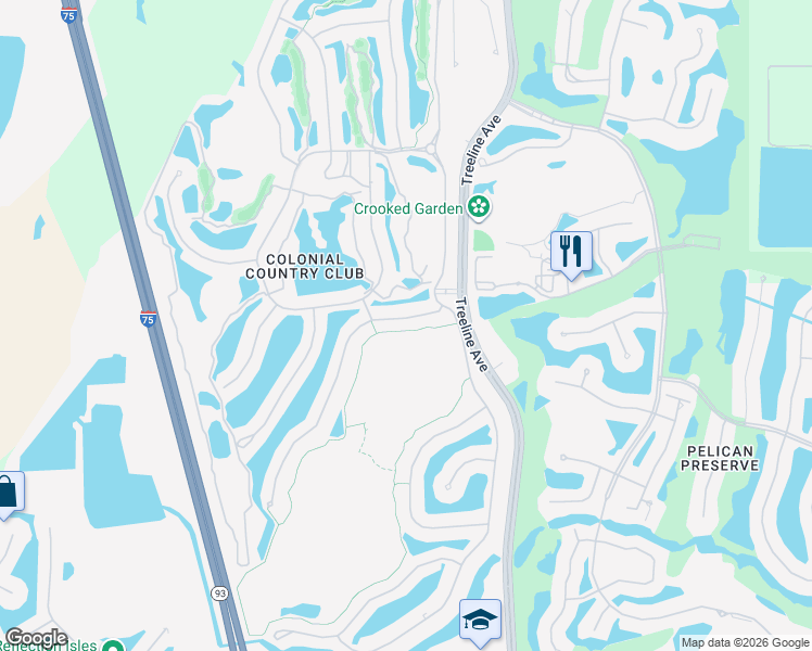 map of restaurants, bars, coffee shops, grocery stores, and more near 9542 Hemingway Lane in Fort Myers