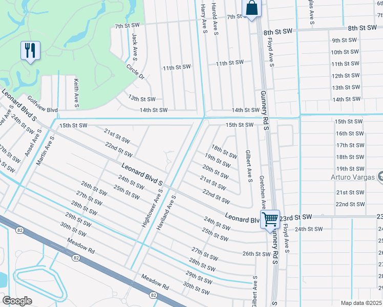 map of restaurants, bars, coffee shops, grocery stores, and more near 1535 Hightower Avenue South in Lehigh Acres