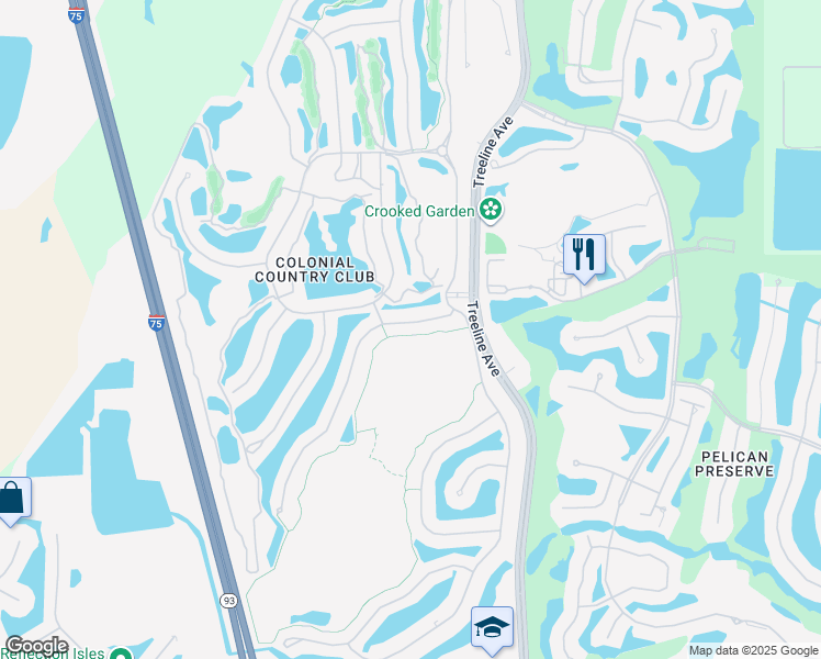 map of restaurants, bars, coffee shops, grocery stores, and more near 9542 Hemingway Lane in Fort Myers