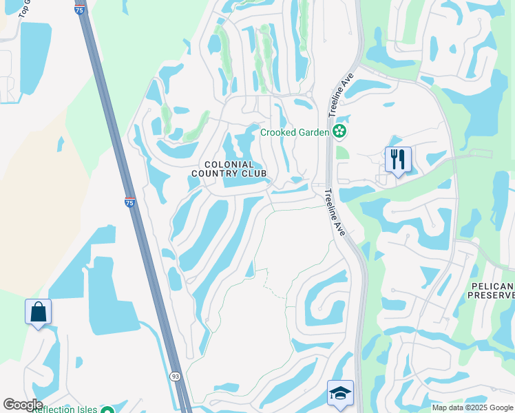 map of restaurants, bars, coffee shops, grocery stores, and more near 9293 Independence Way in Fort Myers