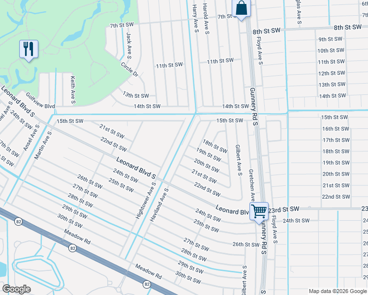 map of restaurants, bars, coffee shops, grocery stores, and more near 1535 Hightower Avenue South in Lehigh Acres
